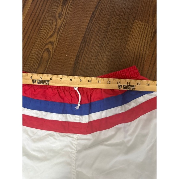 Vintage 80's Pacific Scene Striped Swim Red White Blue - Picture 5 of 16